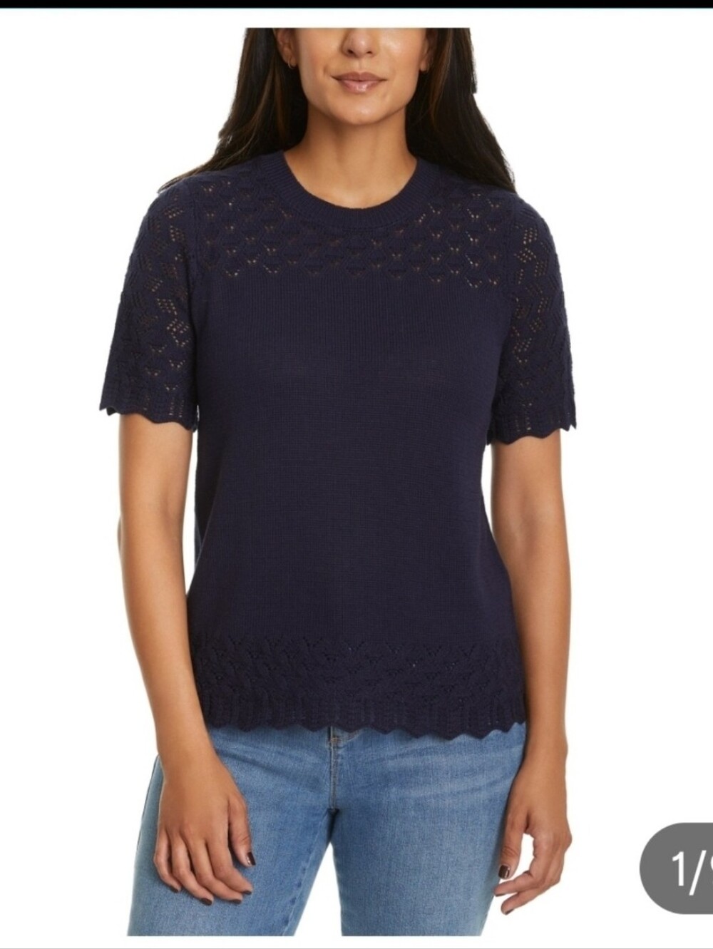 Jessica Simpson Short-Sleeve Knit Eyelet Sweater
